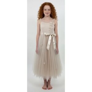 #150 Zunie Tutu Dress With Floral Apologies Color Champain Size 8